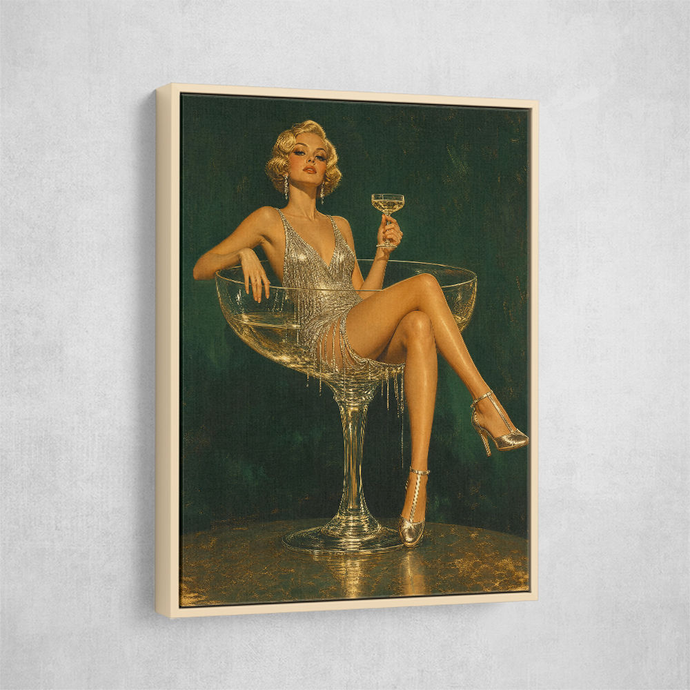 Glitter & Champagne Vintage Style Wall Art