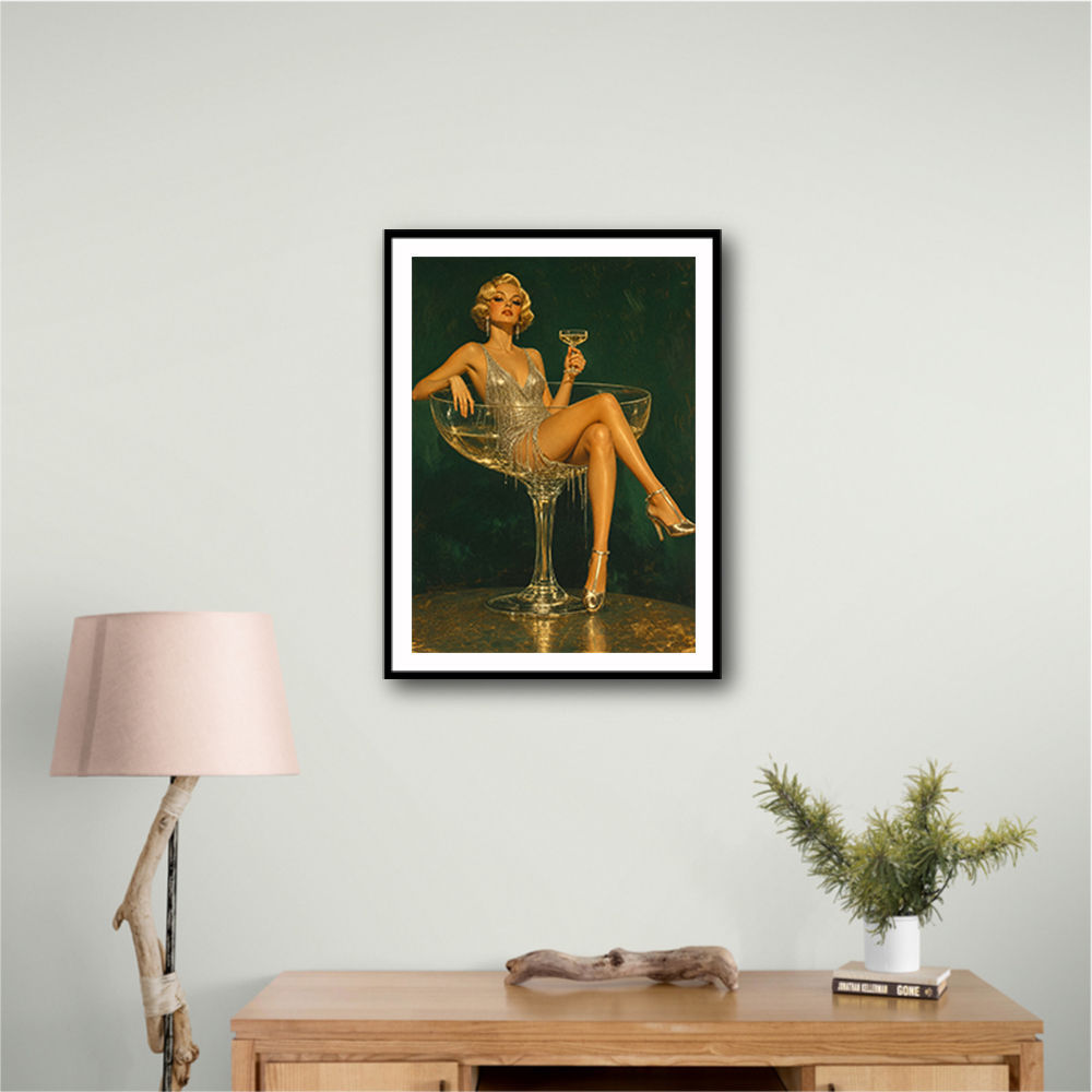 Glitter & Champagne Vintage Style Wall Art