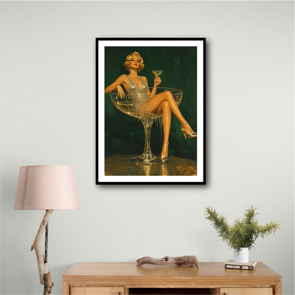 Glitter & Champagne Vintage Style Wall Art