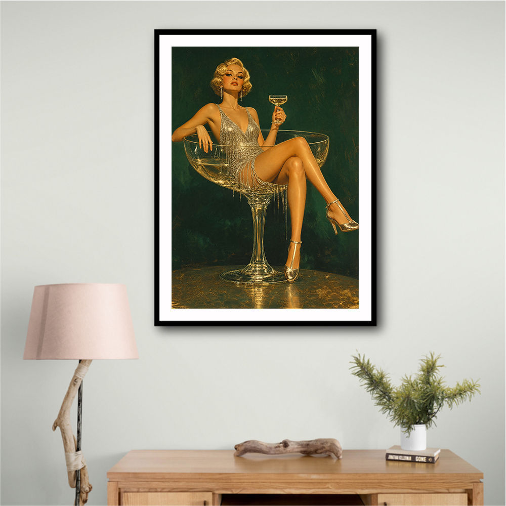 Glitter & Champagne Vintage Style Wall Art