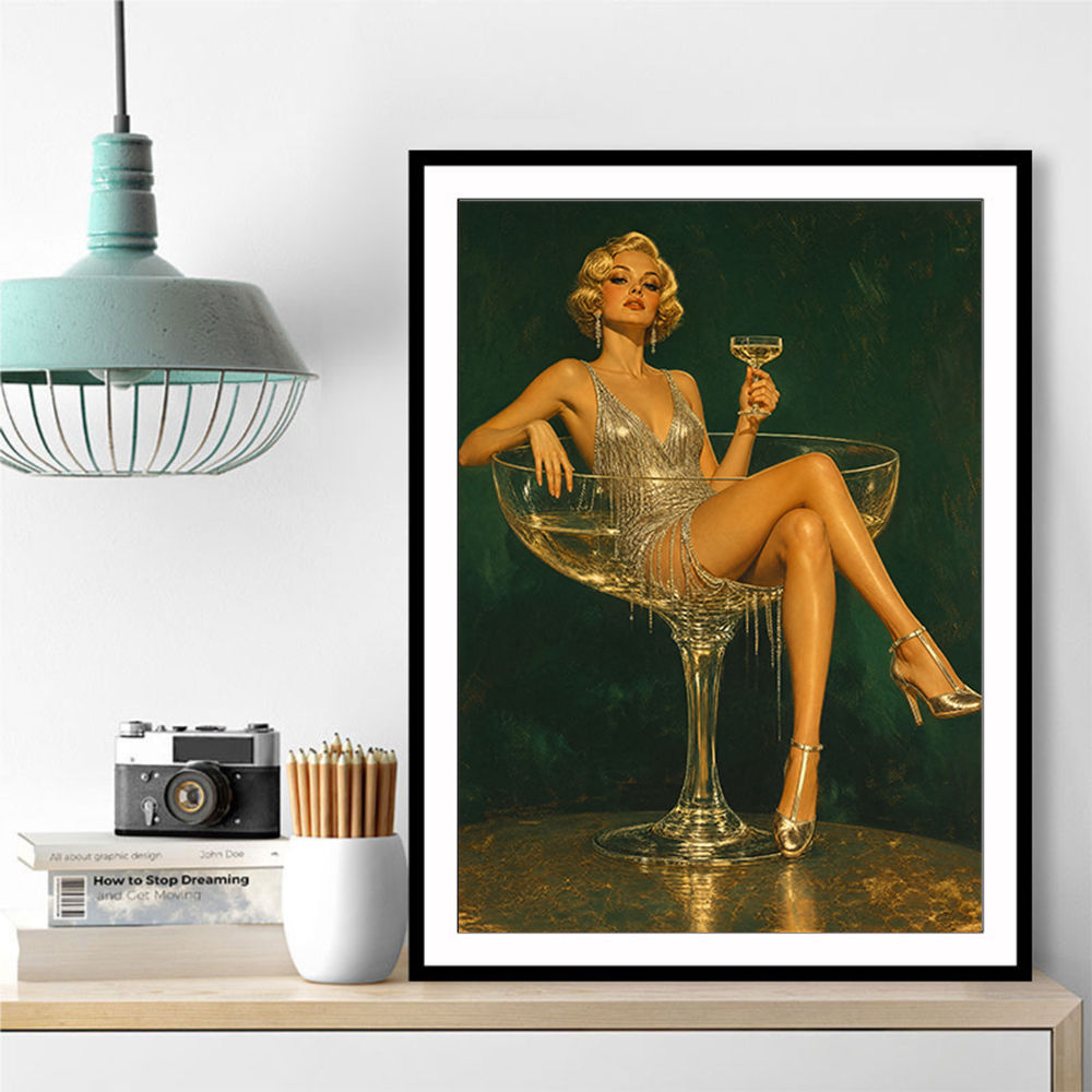 Glitter & Champagne Vintage Style Wall Art