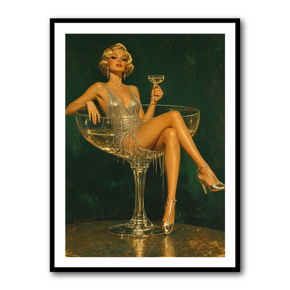 Glitter & Champagne Vintage Style Wall Art