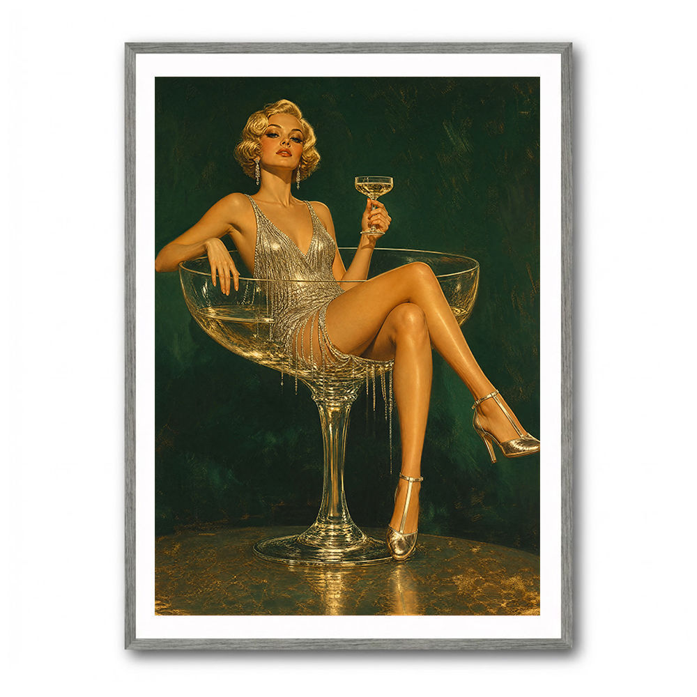 Glitter & Champagne Vintage Style Wall Art
