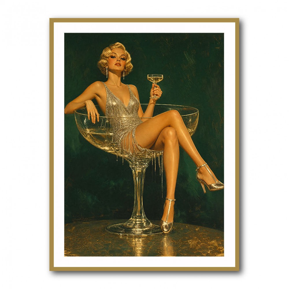 Glitter & Champagne Vintage Style Wall Art