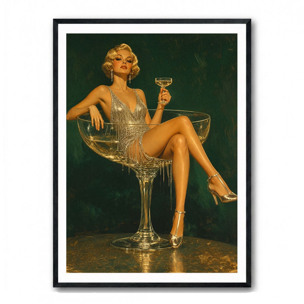 Glitter & Champagne Vintage Style Wall Art