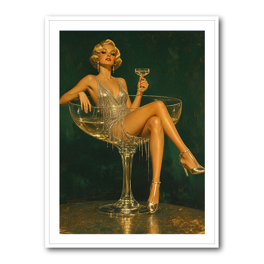 Glitter & Champagne Vintage Style Wall Art