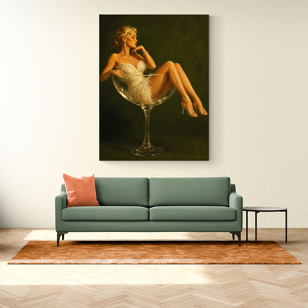 Feathered in Champagne – Vintage Glamour Wall Art