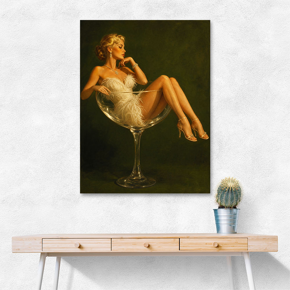 Feathered in Champagne – Vintage Glamour Wall Art