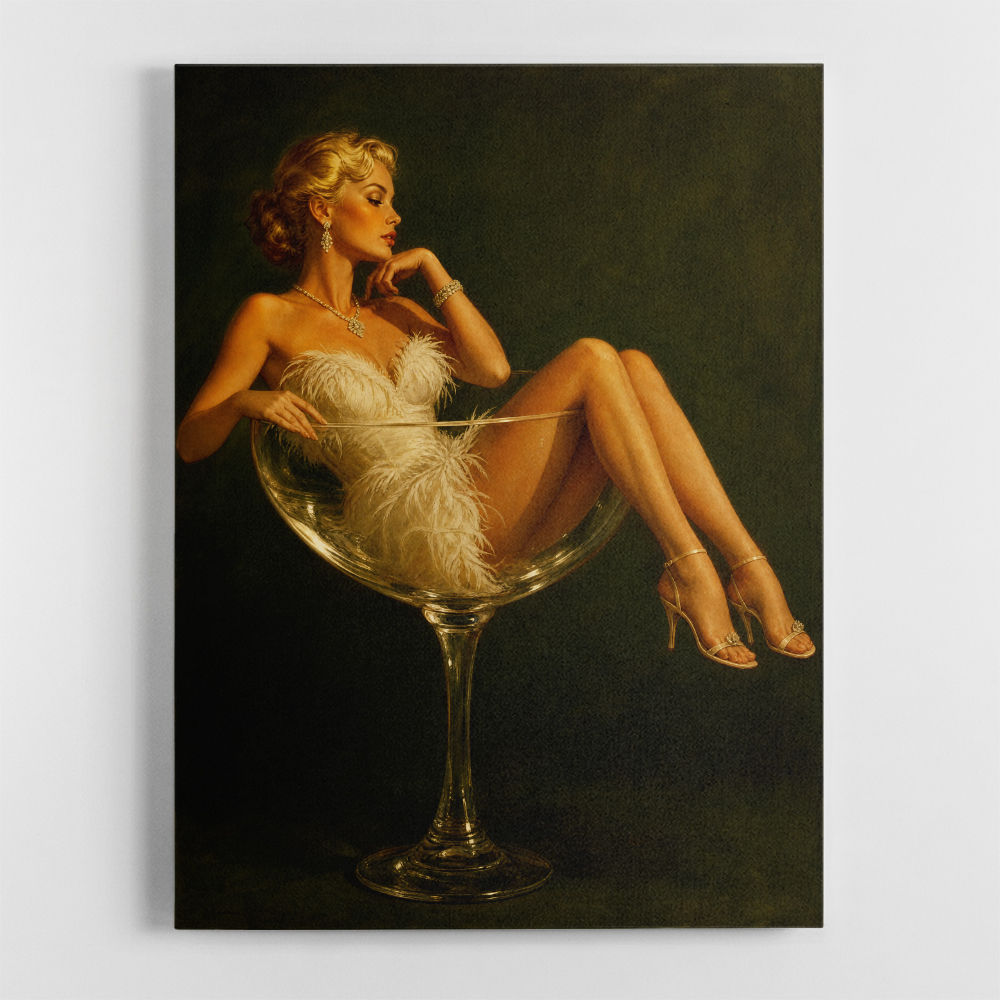 Feathered in Champagne – Vintage Glamour Wall Art