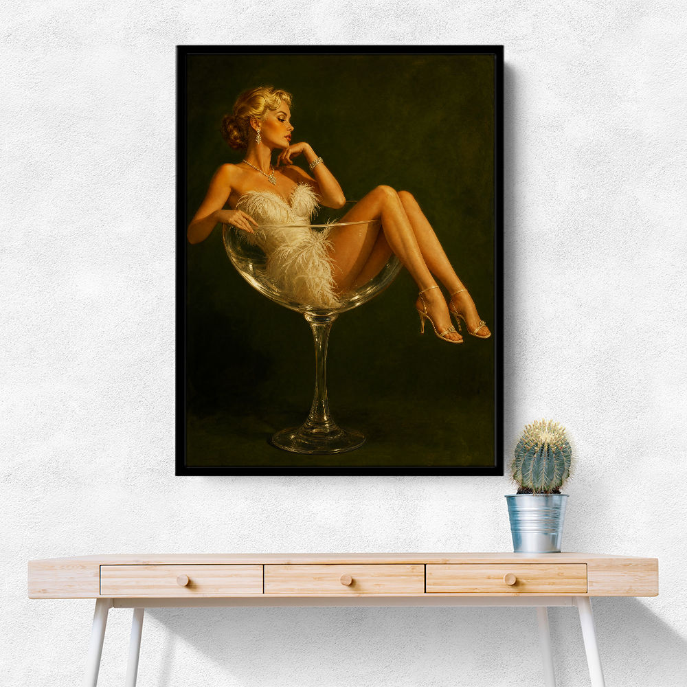 Feathered in Champagne – Vintage Glamour Wall Art