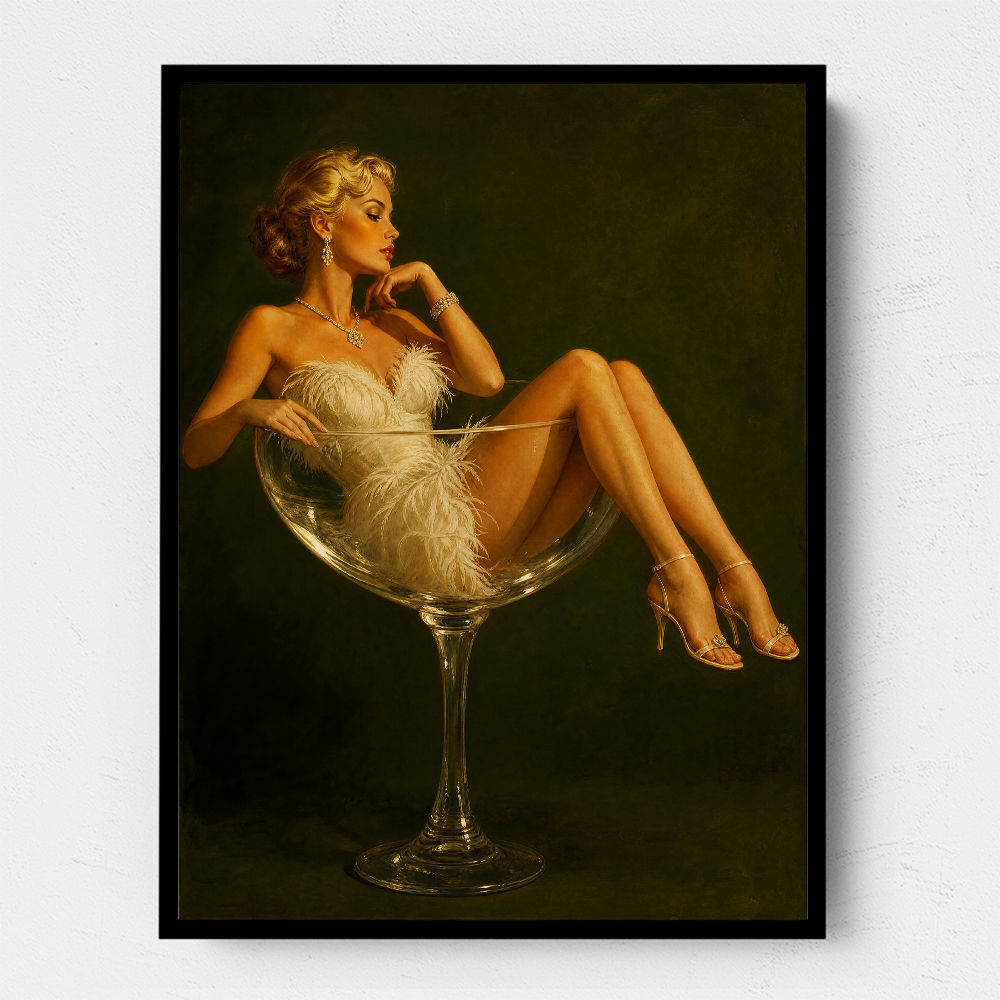 Feathered in Champagne – Vintage Glamour Wall Art