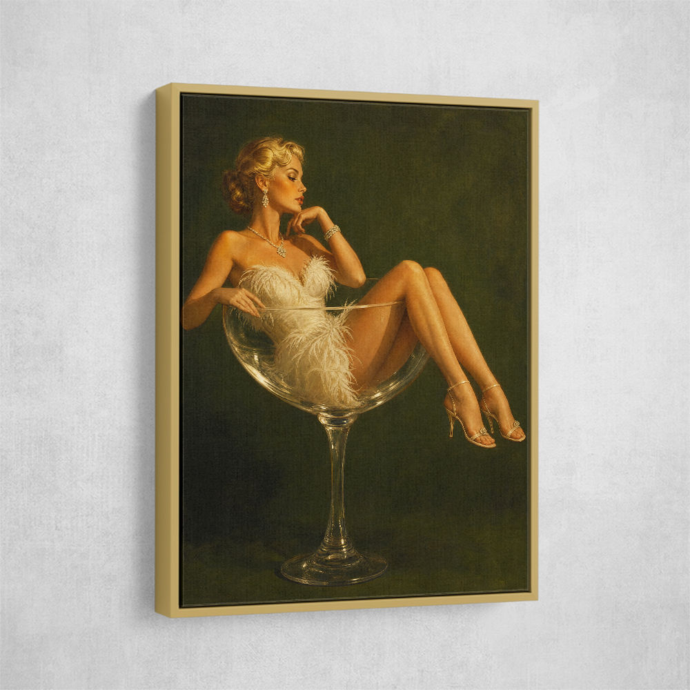 Feathered in Champagne – Vintage Glamour Wall Art