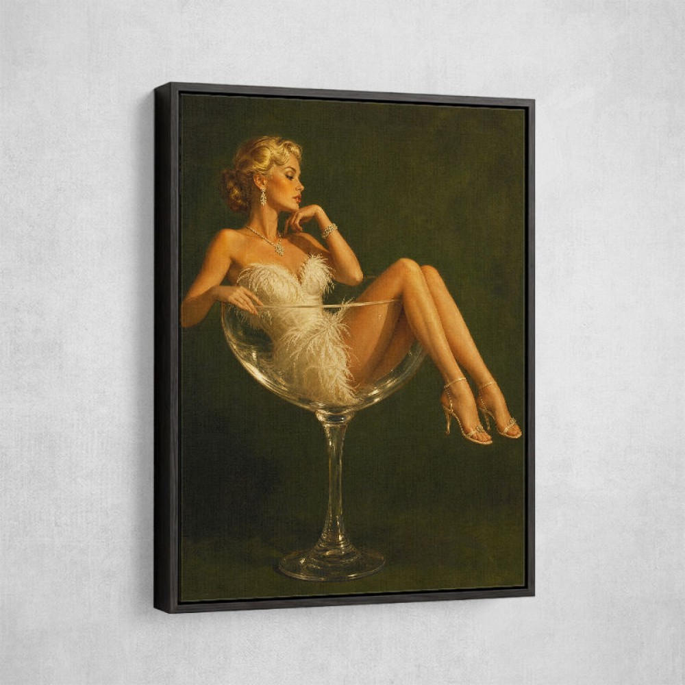 Feathered in Champagne – Vintage Glamour Wall Art