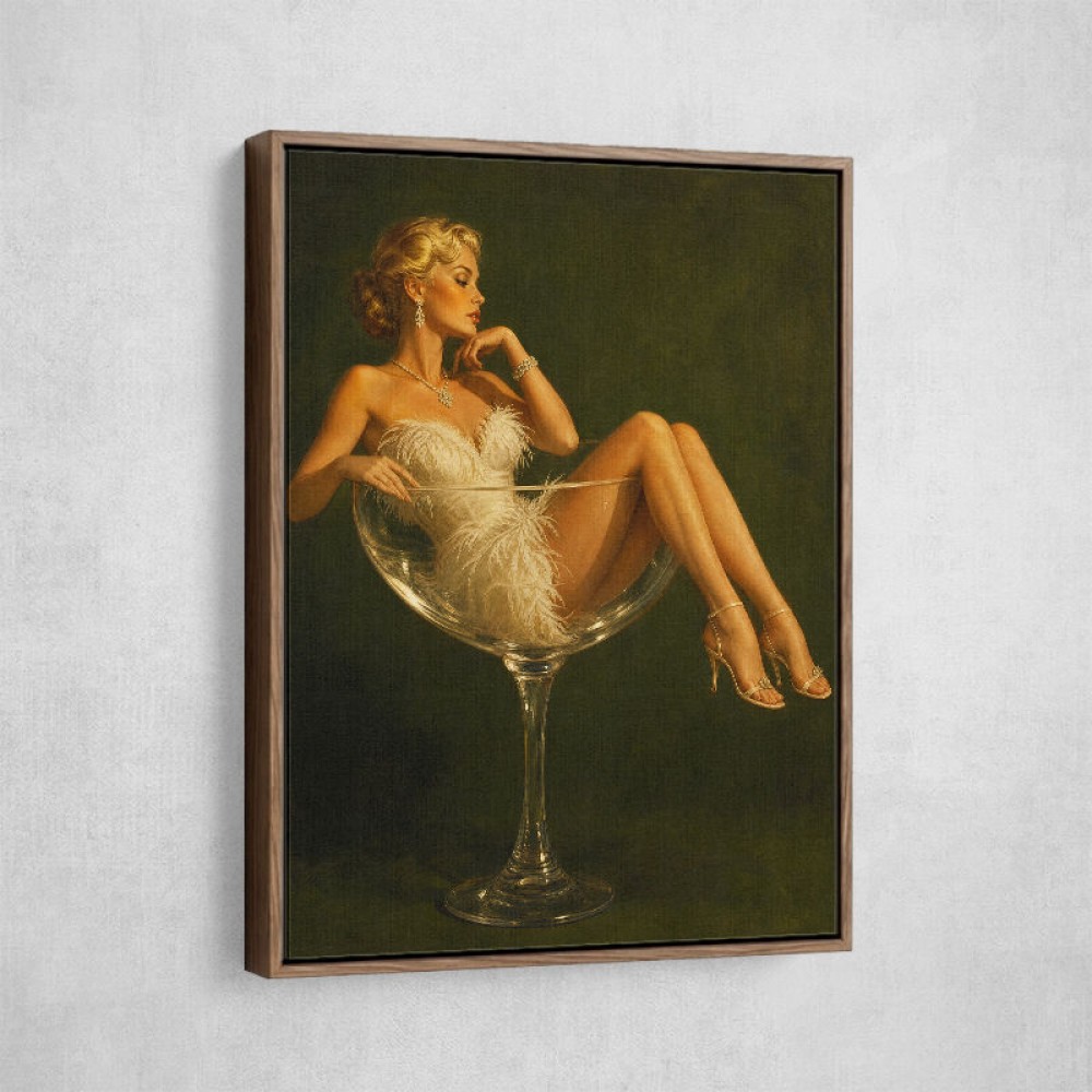 Feathered in Champagne – Vintage Glamour Wall Art