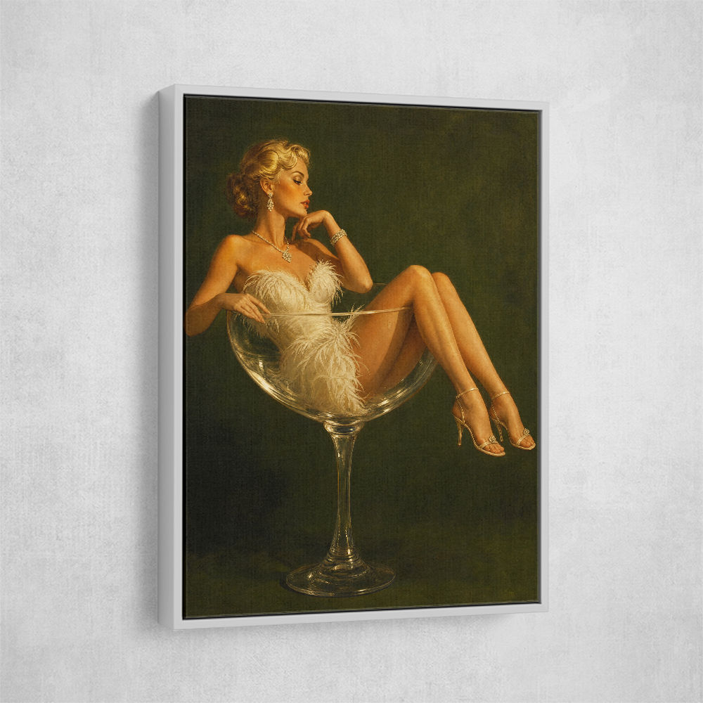 Feathered in Champagne – Vintage Glamour Wall Art