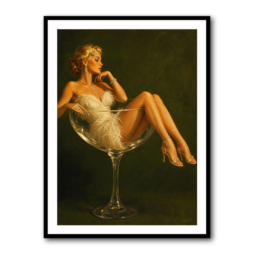 Feathered in Champagne – Vintage Glamour Wall Art