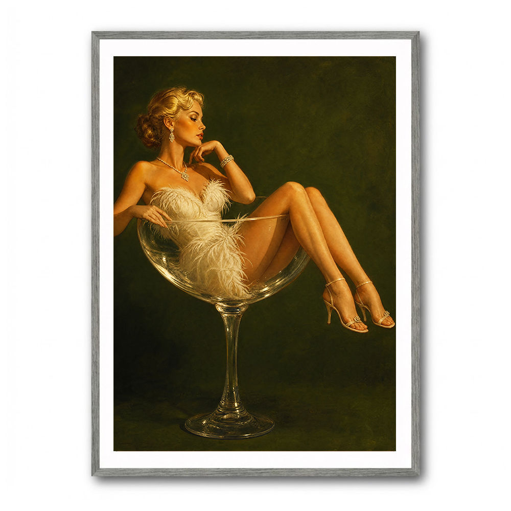 Feathered in Champagne – Vintage Glamour Wall Art