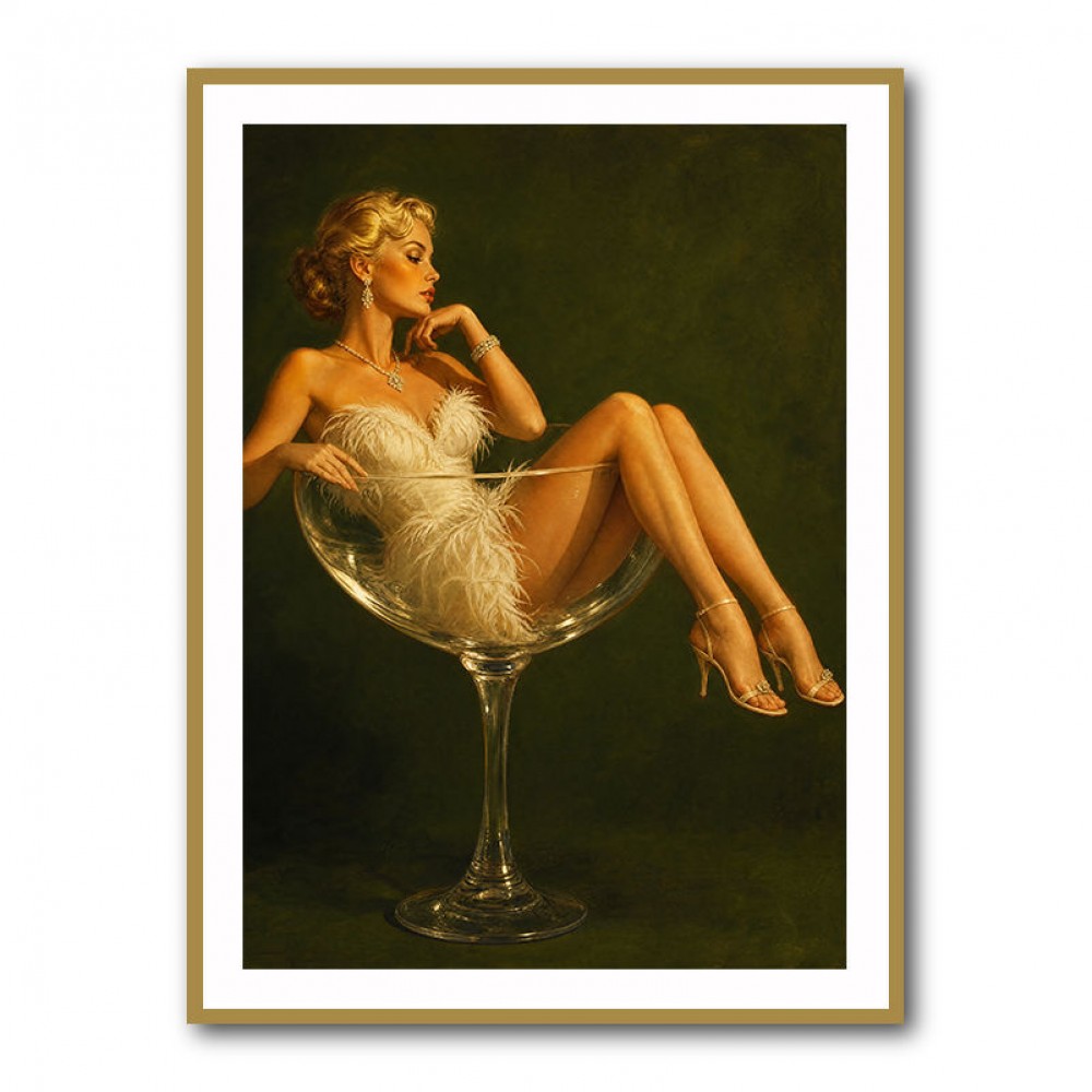 Feathered in Champagne – Vintage Glamour Wall Art