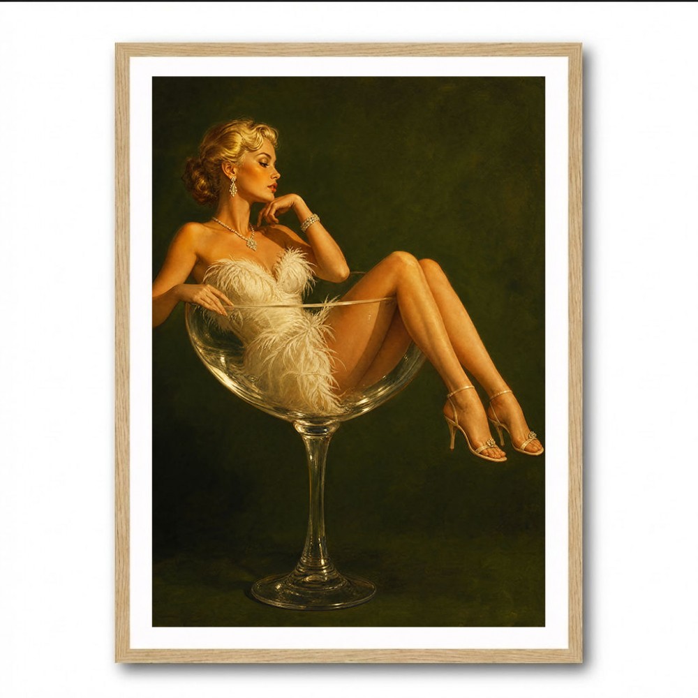 Feathered in Champagne – Vintage Glamour Wall Art