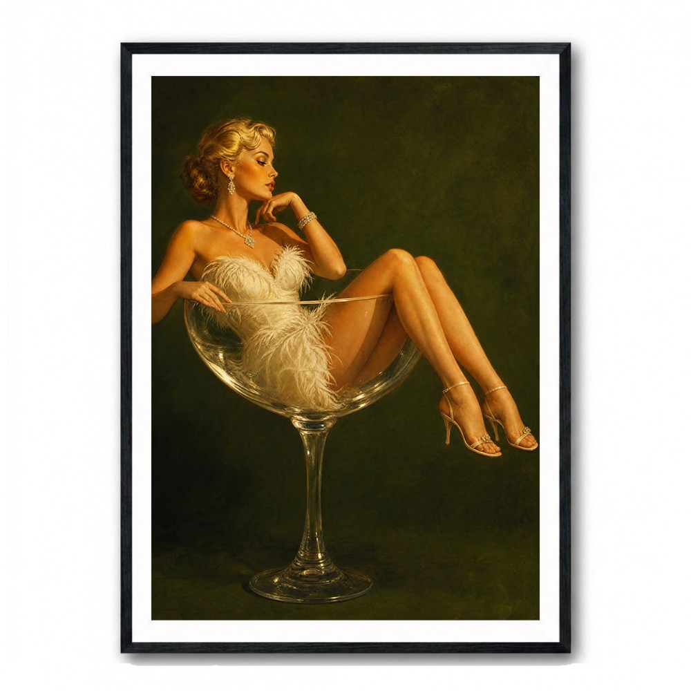 Feathered in Champagne – Vintage Glamour Wall Art