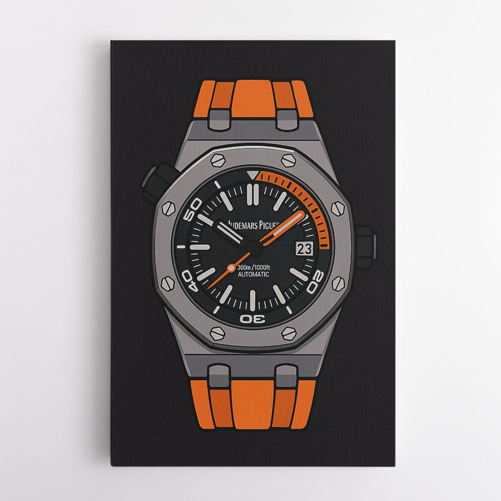 AP Diver Orange Watch Cartoon Style AP Diver Orange Watch Cartoon Style