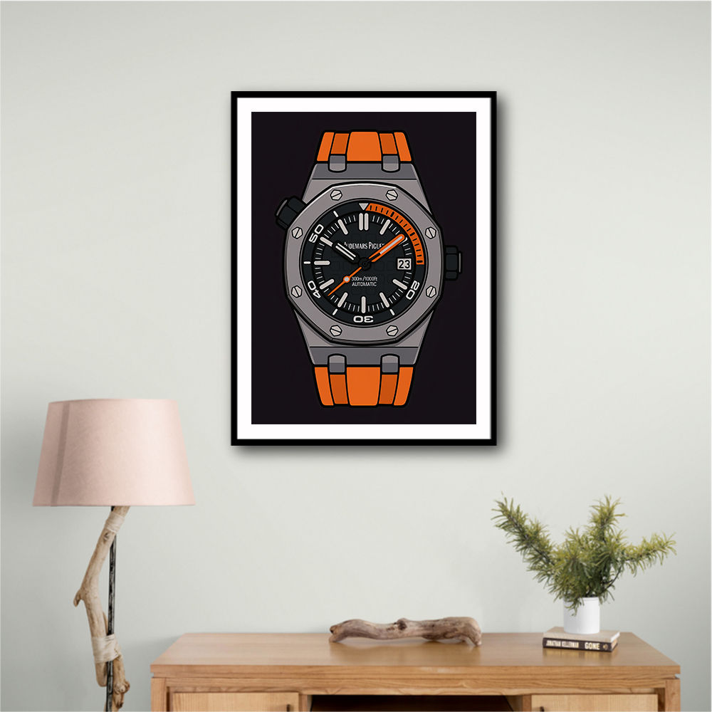 AP Diver Orange Watch Cartoon Style AP Diver Orange Watch Cartoon Style
