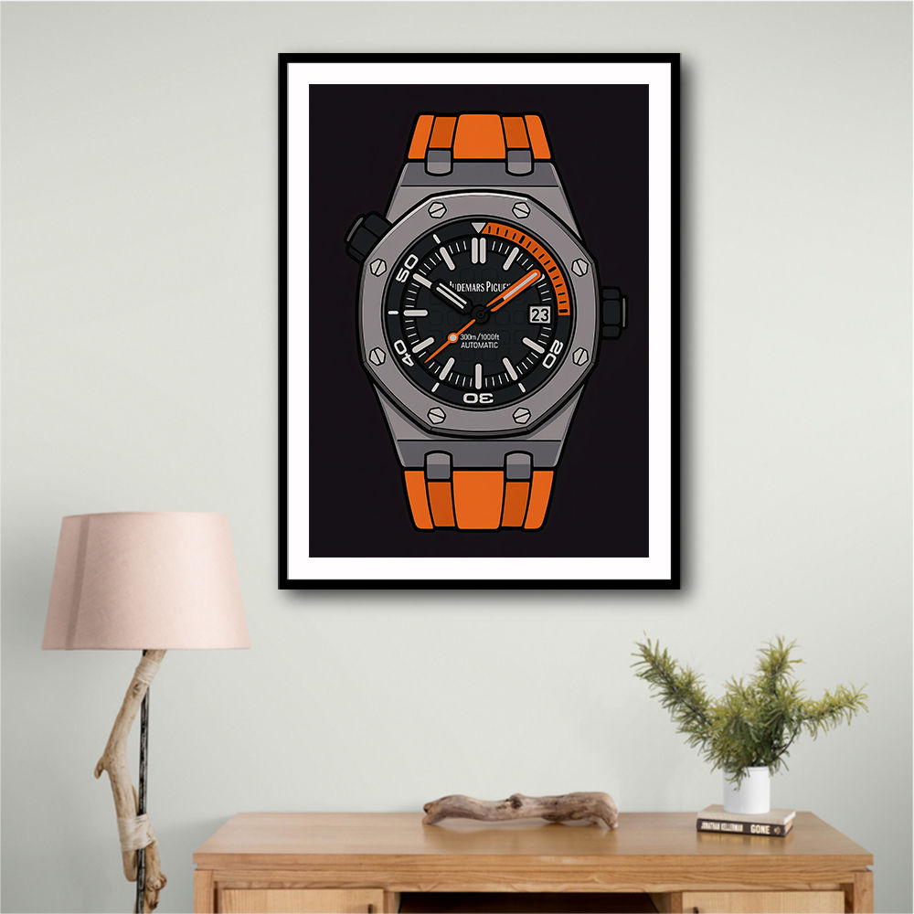 AP Diver Orange Watch Cartoon Style AP Diver Orange Watch Cartoon Style