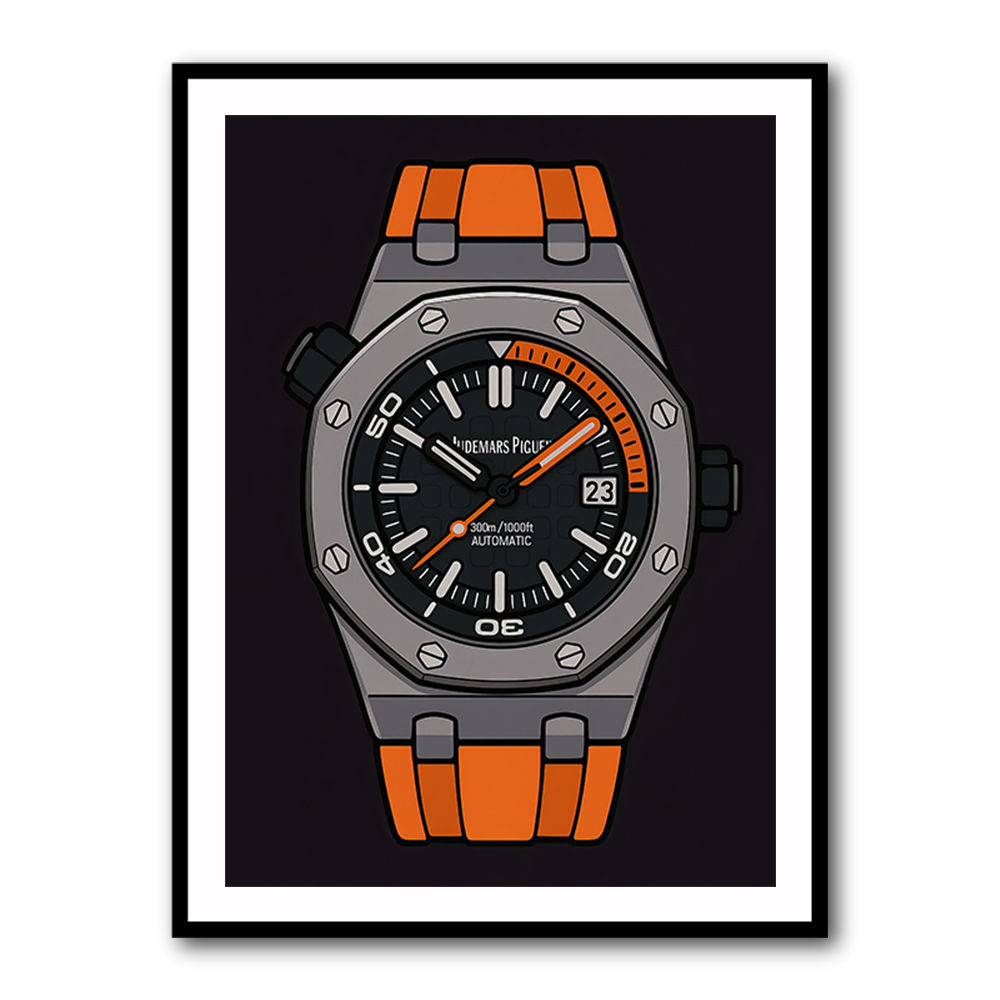 AP Diver Orange Watch Cartoon Style AP Diver Orange Watch Cartoon Style