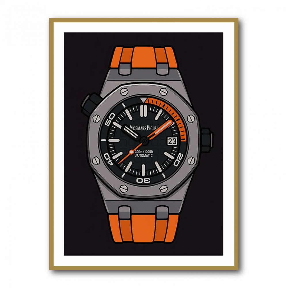 AP Diver Orange Watch Cartoon Style AP Diver Orange Watch Cartoon Style