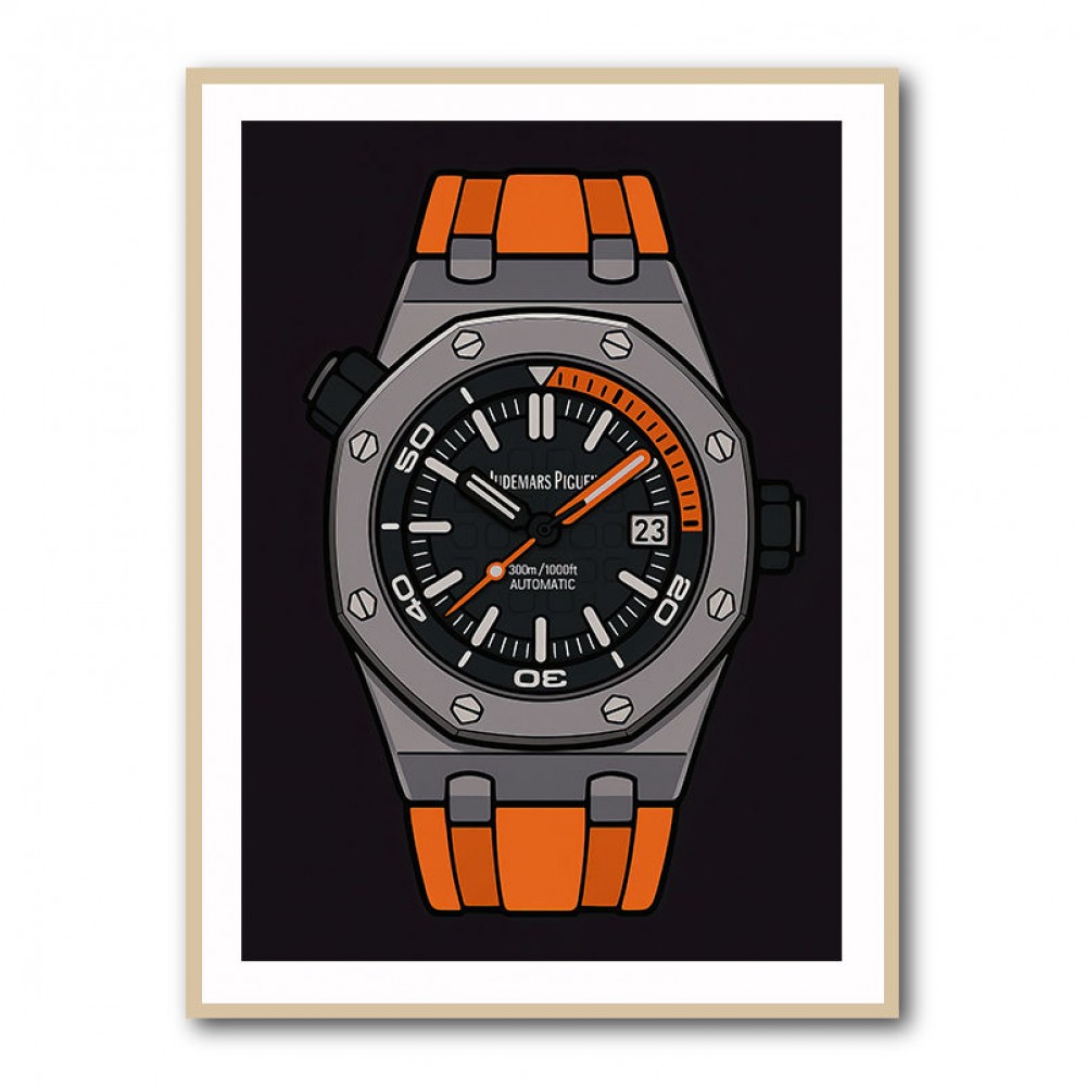 AP Diver Orange Watch Cartoon Style AP Diver Orange Watch Cartoon Style