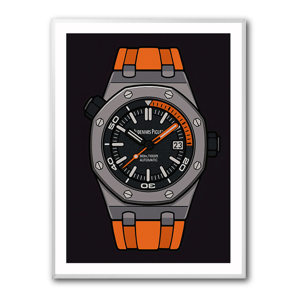 AP Diver Orange Watch Cartoon Style AP Diver Orange Watch Cartoon Style