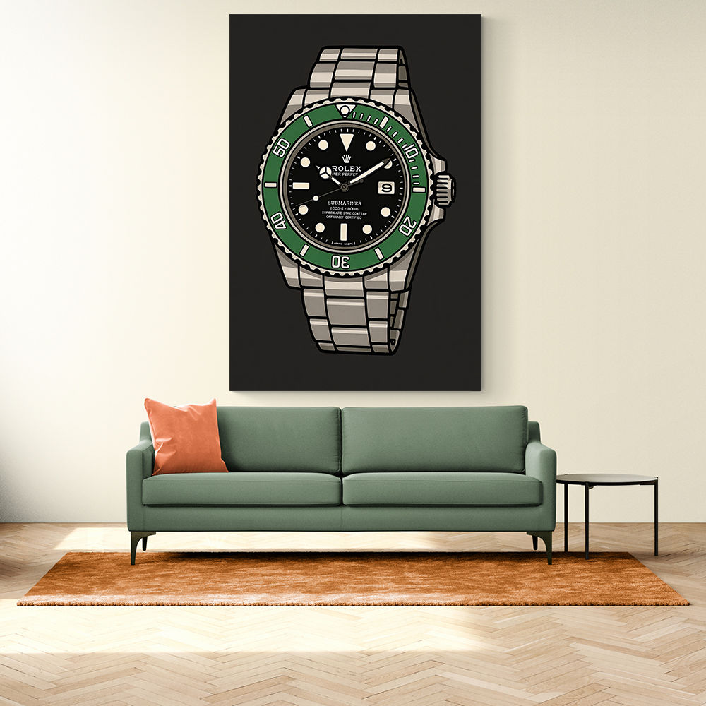 Rolex Submariner Starbucks Cartoon Style Art 