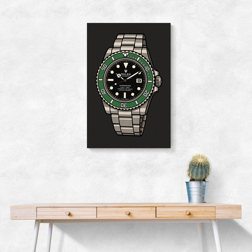 Rolex Submariner Starbucks Cartoon Style Art 