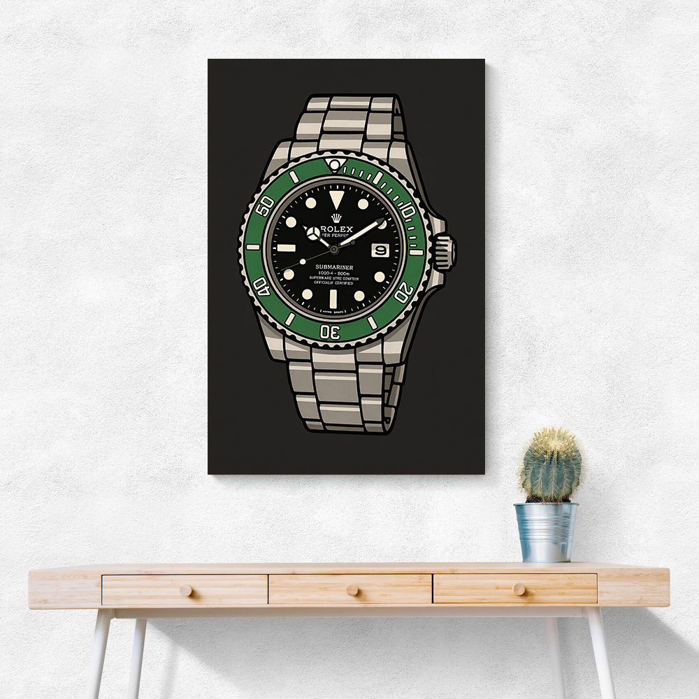 Rolex Submariner Starbucks Cartoon Style Art 