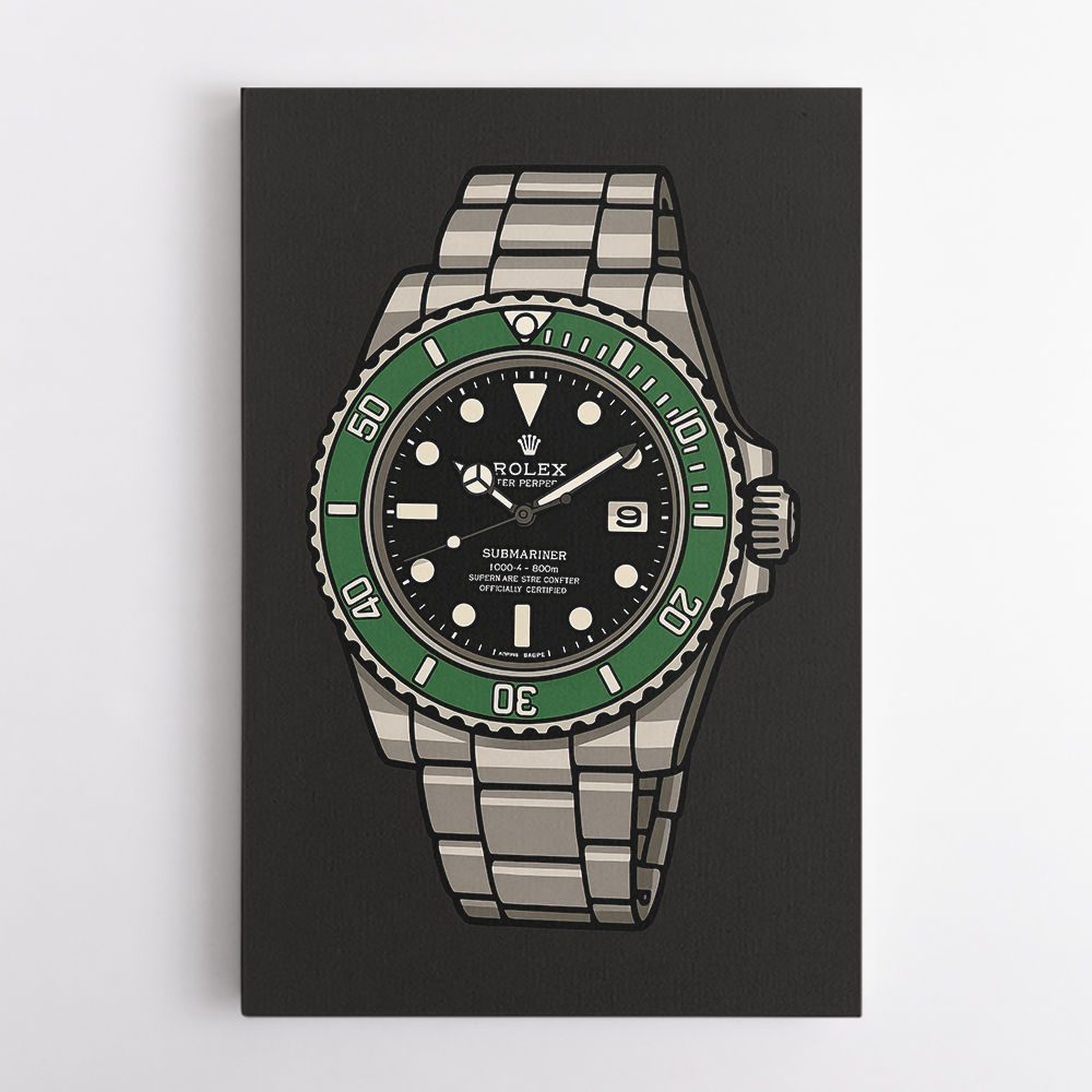 Rolex Submariner Starbucks Cartoon Style Art 