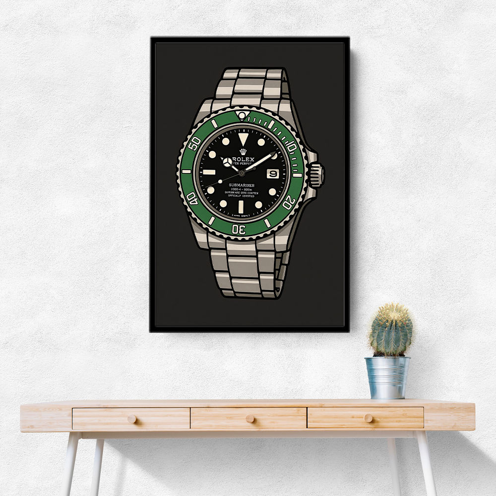 Rolex Submariner Starbucks Cartoon Style Art 