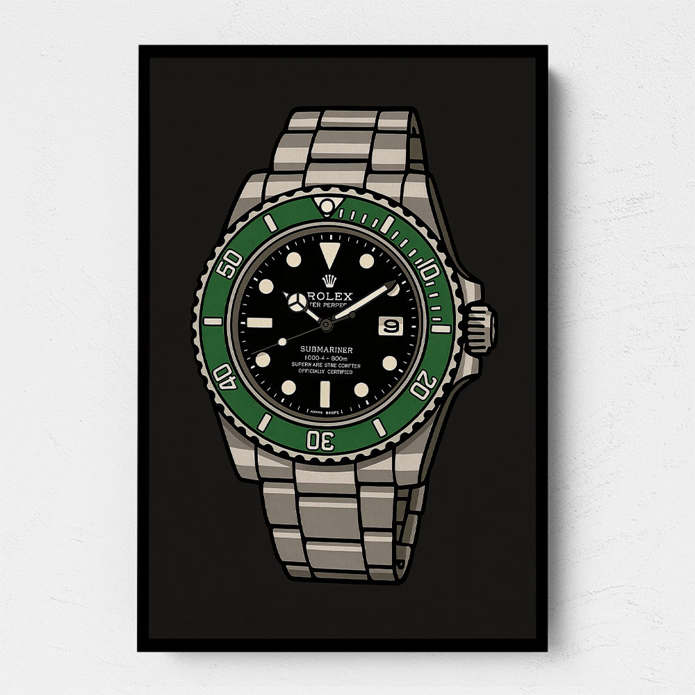 Rolex Submariner Starbucks Cartoon Style Art 