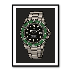 Rolex Submariner Starbucks Cartoon Style Art 