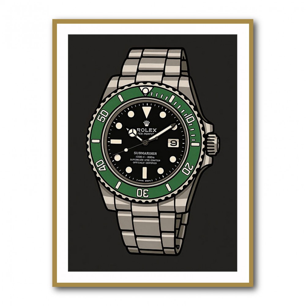 Rolex Submariner Starbucks Cartoon Style Art 