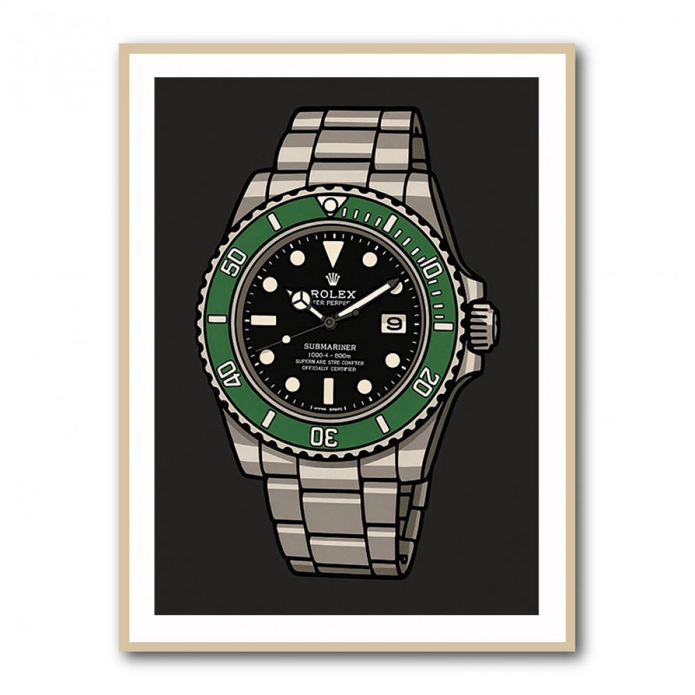 Rolex Submariner Starbucks Cartoon Style Art 