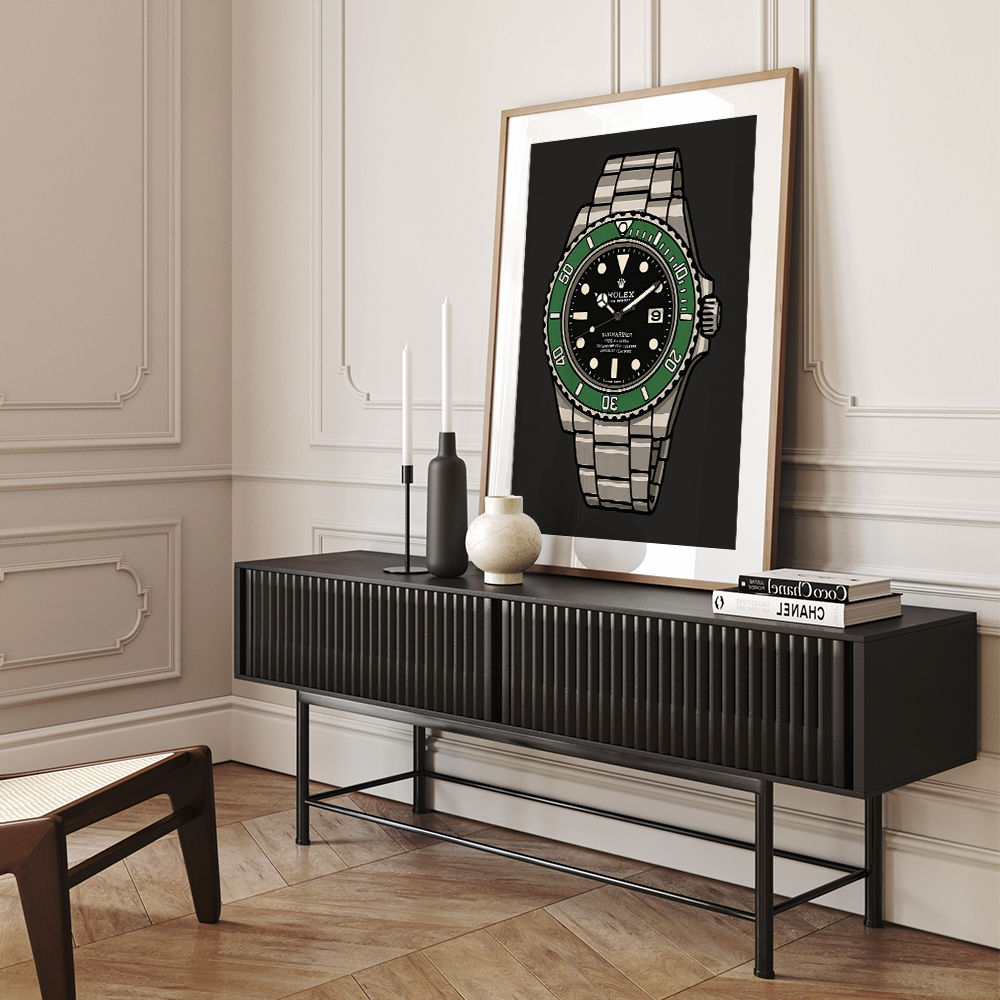 Rolex Submariner Starbucks Cartoon Style Art 