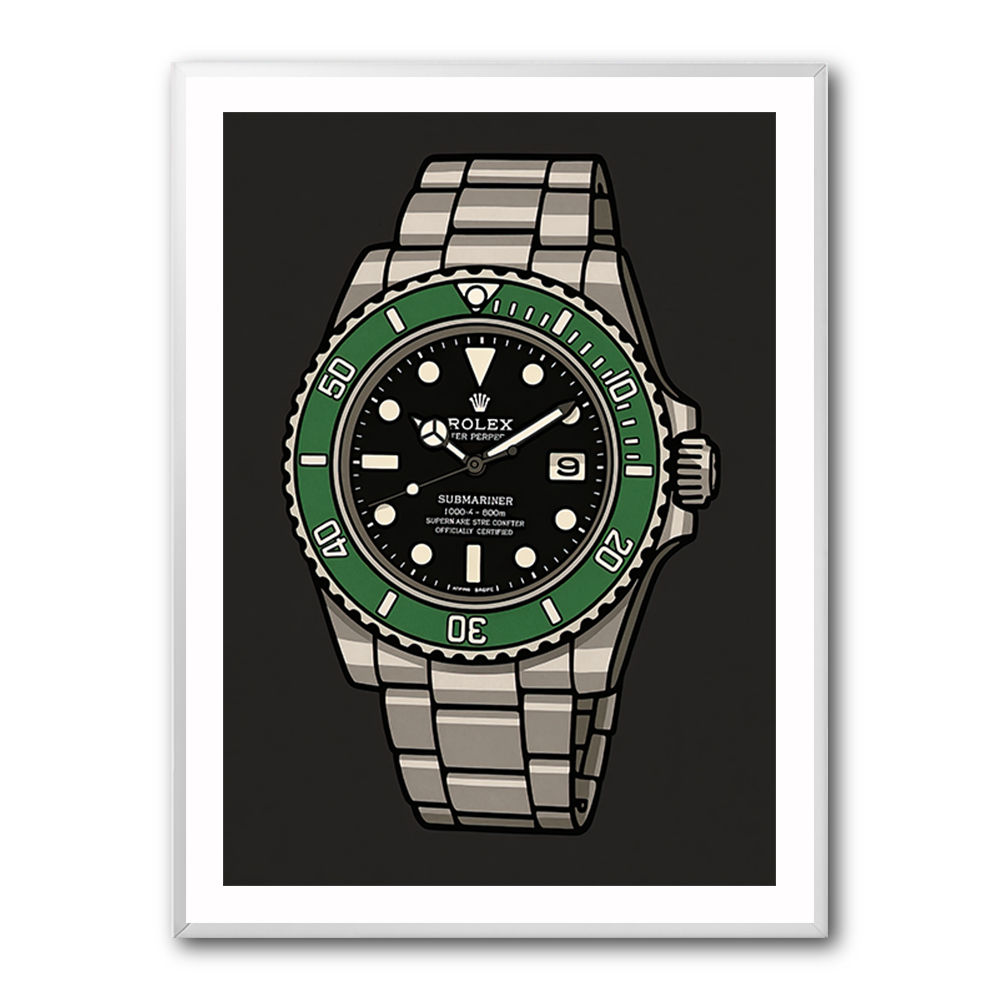 Rolex Submariner Starbucks Cartoon Style Art 