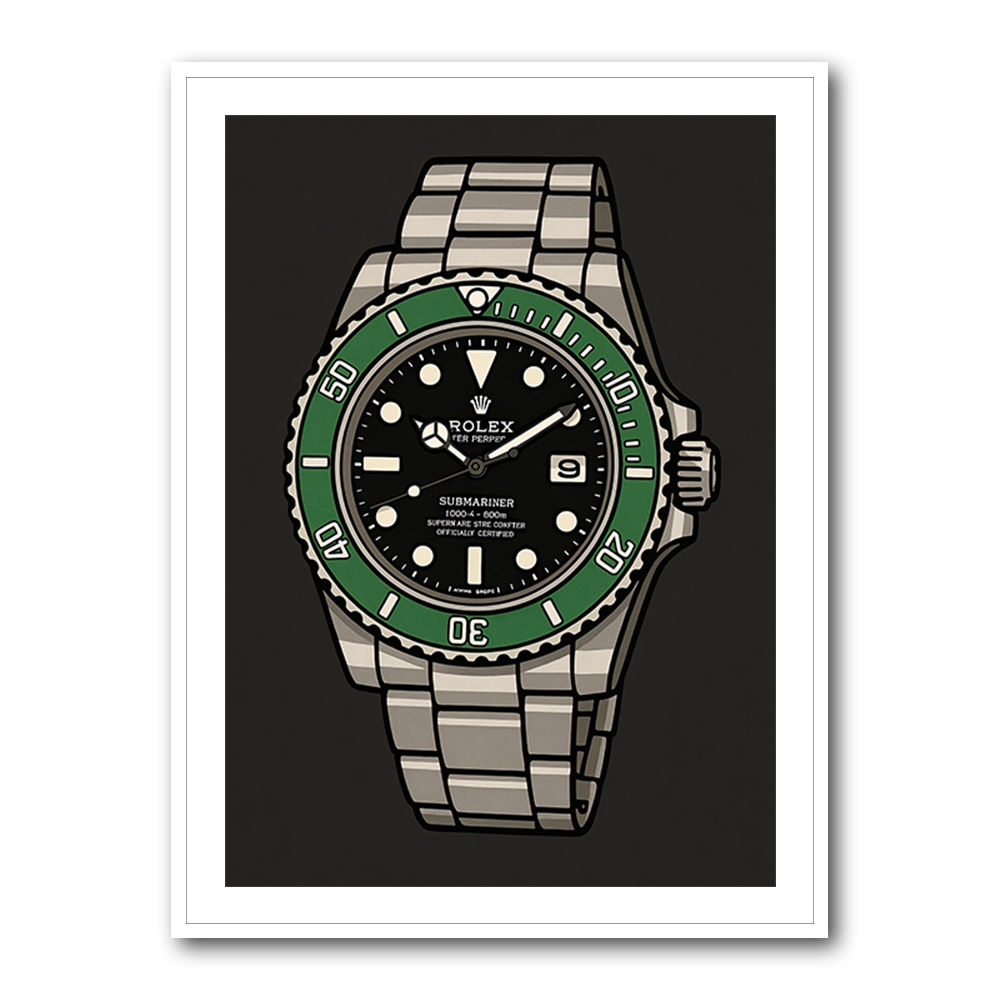 Rolex Submariner Starbucks Cartoon Style Art 