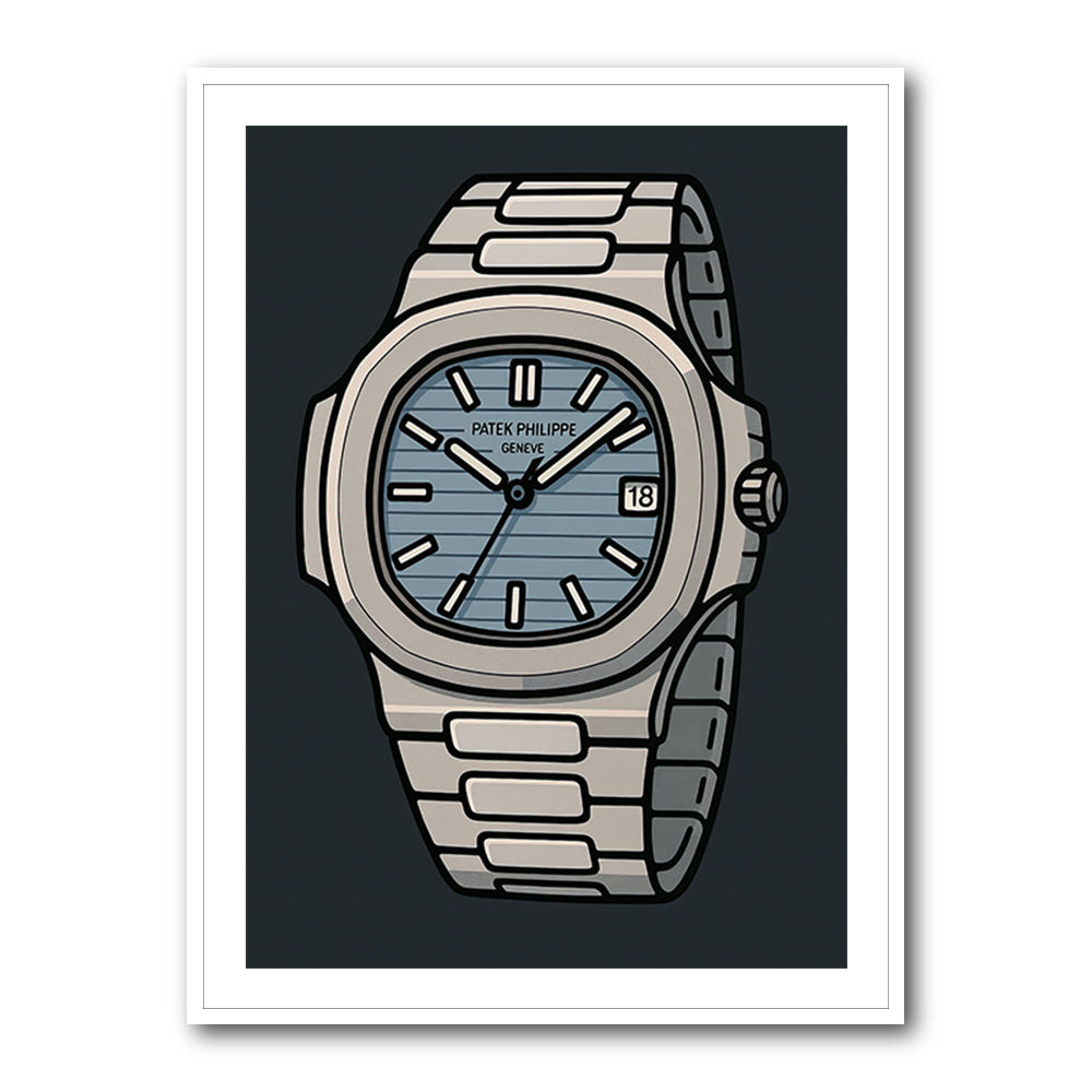 Patek Nautilus Blue Cartoon Style