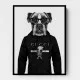 Boxer Dog in a Hoodie Black & White Boxer Dog in a Hoodie Black & White