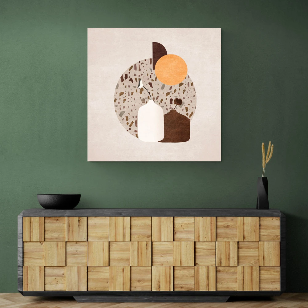 White and Brown Terrazzo Flowerpot White and Brown Terrazzo Flowerpot