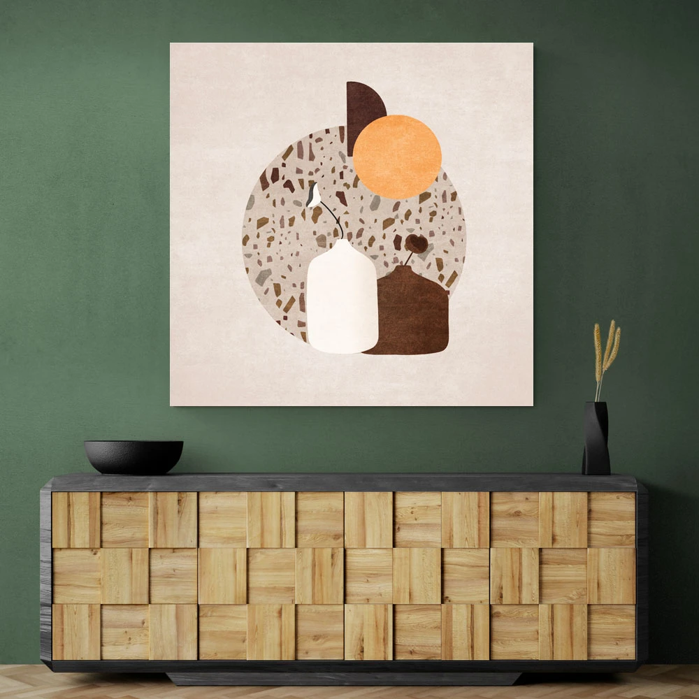 White and Brown Terrazzo Flowerpot White and Brown Terrazzo Flowerpot