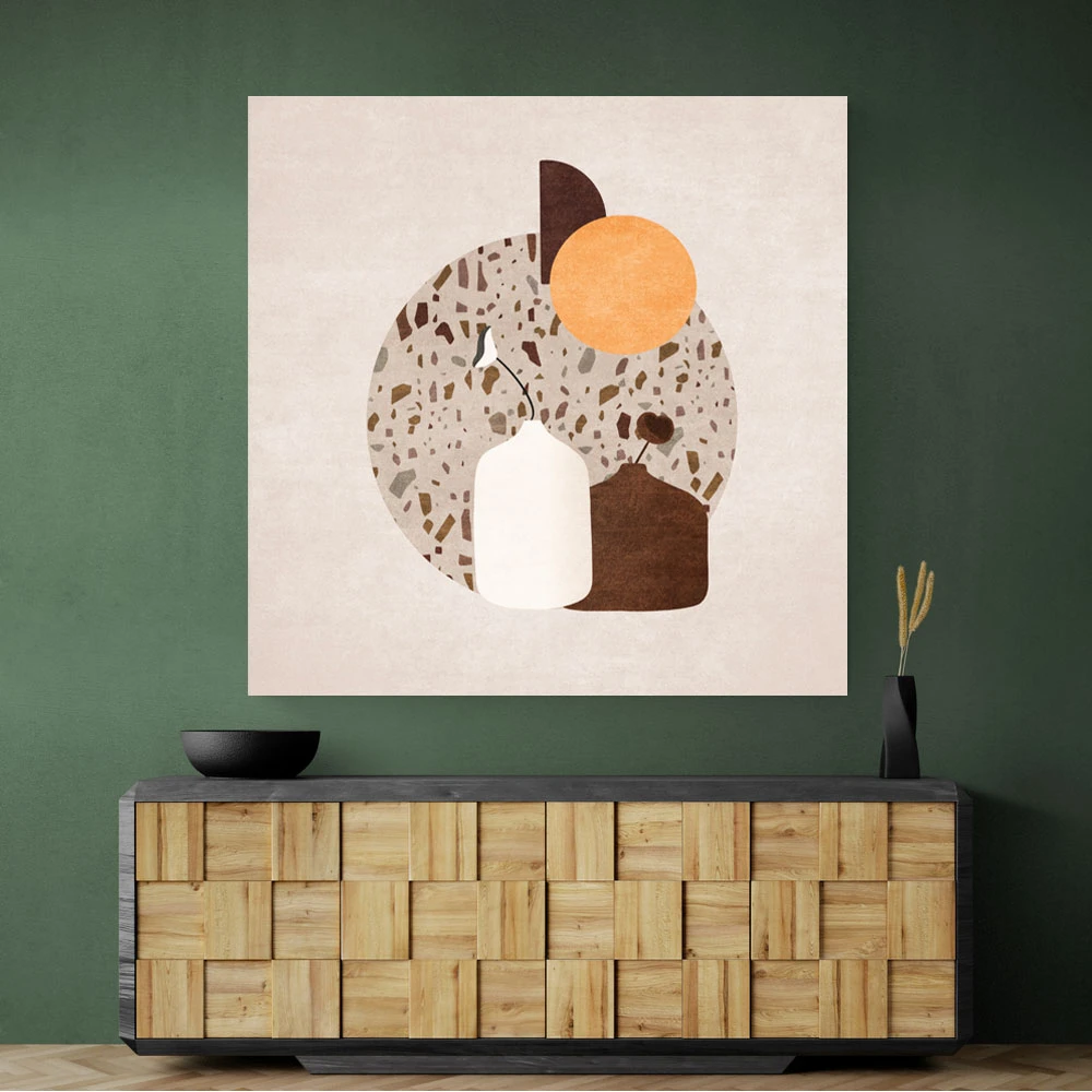 White and Brown Terrazzo Flowerpot White and Brown Terrazzo Flowerpot