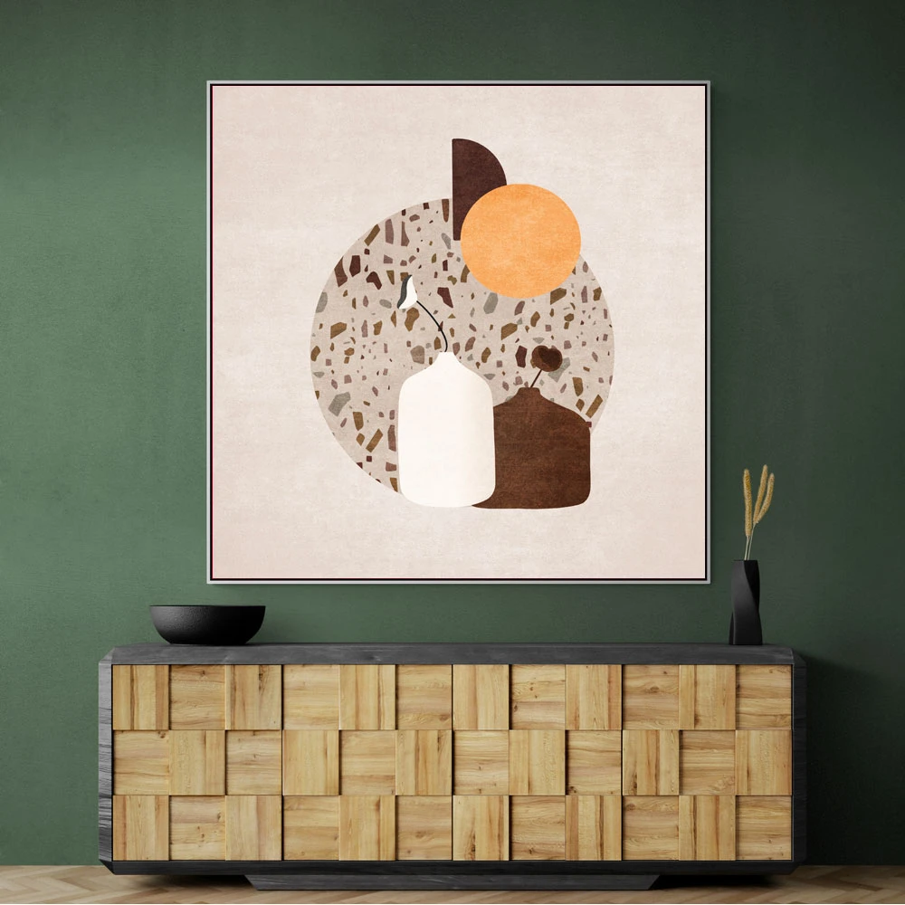 White and Brown Terrazzo Flowerpot White and Brown Terrazzo Flowerpot