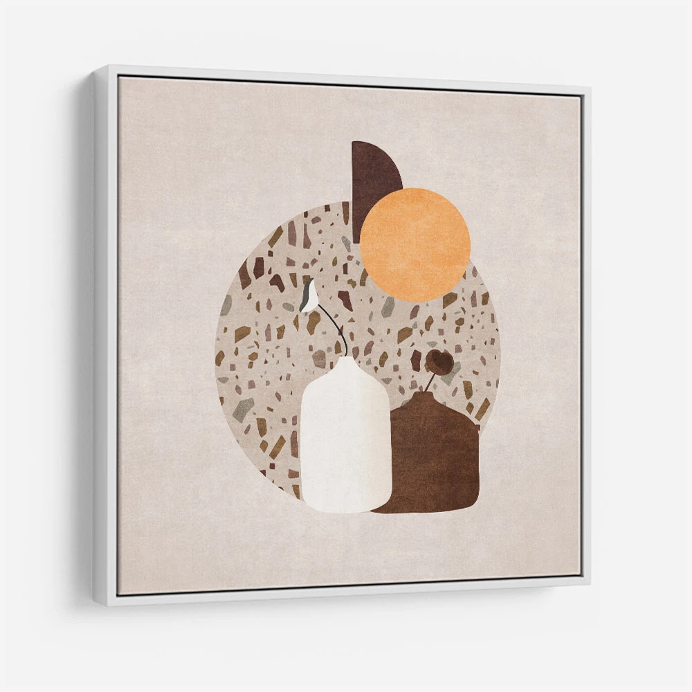 White and Brown Terrazzo Flowerpot White and Brown Terrazzo Flowerpot